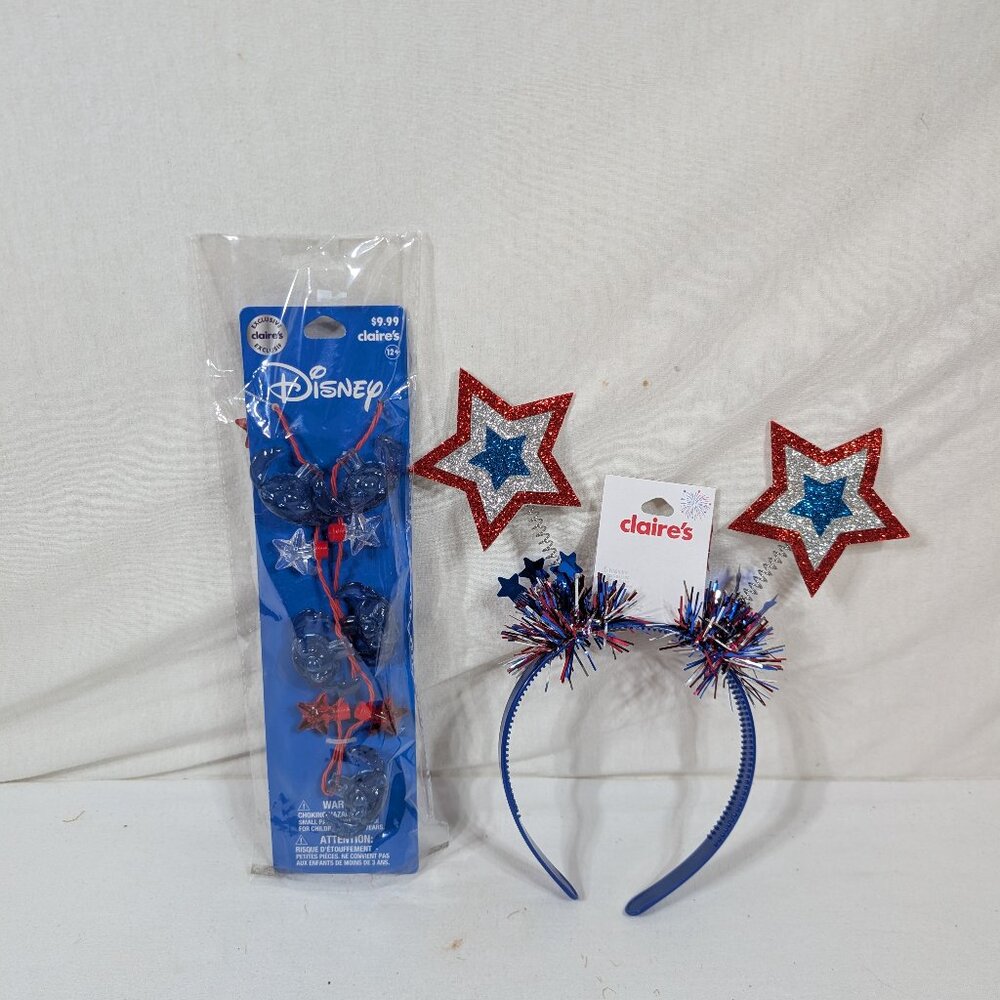 Disney Stitch Light Up necklace & Star Headband